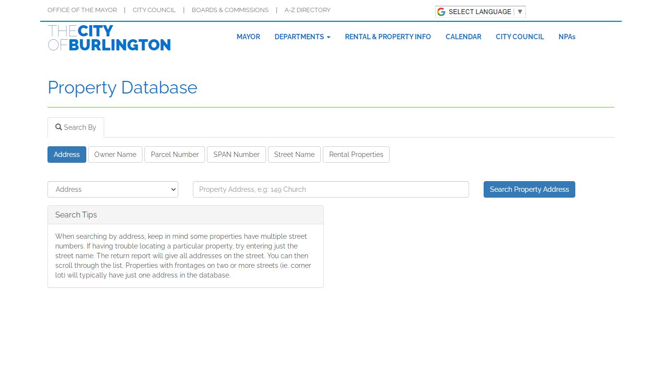 City of Burlington, VT | Property Database